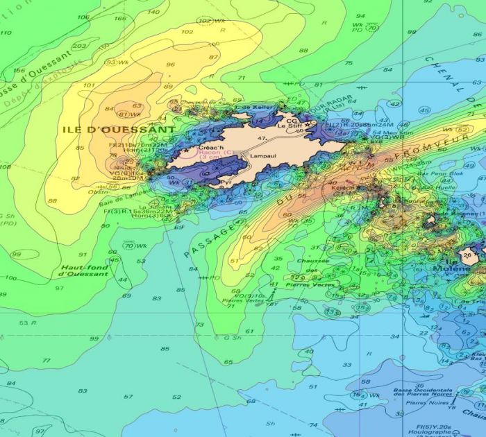 Courants de marée 3D - Fromveur (Île d'Ouessant)